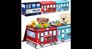 Opbergdoos voor kinderen met autodesign - Waterafstotend & handvatten - 3 stuks