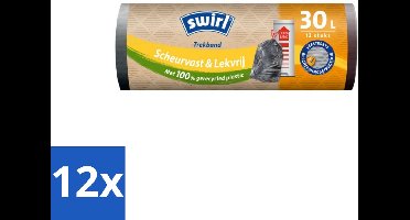 Swirl – Afvalzakken – 30 L – Trekband – 12 zakken - Voordeelverpakking - 12 stuks