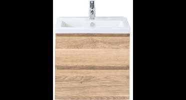 Vogue Badmeubelset 60 cm - Greeplijst in Kleur - Grey Oak - Keramische Wastafel Wit 1 Kraangat