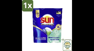 1 x Sun - Brilliant Shine Plus - All-in-1 Vaatwascapsules - 34 Tabletten- Vaatwasmiddel - Vaatwascapsules - Bio-enzymen - Vaat Reinigen - Vaatwasser