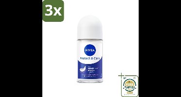 3 x Nivea - Deodorant - Roller - Protect & Care - 48 Uur Lang Werkend - 50 ml - Grootverpakking - Nivea Deodorant Roller - 48 Uur Bescherming - Anti-transpirant - Verzorgende Deodorant - Alcoholvrij Deodorant