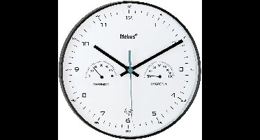 Wandklok Tijdsein gestuurd met thermometer/ hygrometer, zwart