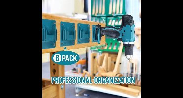 Set van 6 wandmontage machinehouders, gereedschapshouders voor Makita 18V elektrisch gereedschap, werkplaatsgereedschapopslag (blauw)