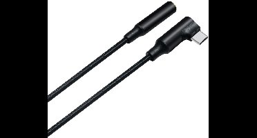 DTECH - USB-C 90 graden naar 3.5mm Jack Audio Adapter – Met Goudgeplaatste Connectoren – Gevlochten Kabel – Geschikt voor Smartphones, Tablets en Laptops - Zwart