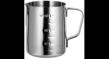 Melkopschuimer - Melkkannetje - Latte Art-kannetje - Gegradueerd - Roestvrij staal - Geschikt voor Latte Art - 350 ml - Zilver