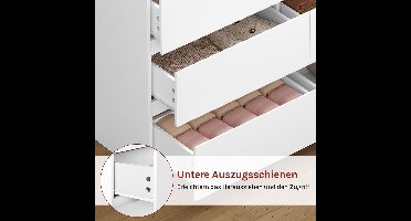 Moderne 6-Laden Ladekast / Dressoir Kast voor Woonkamer, Slaapkamer & Kinderkamer, Compacte Opbergkast, Smalle Sideboard Kast, Minimalistisch Wit, 100 x 69 x 30 cm