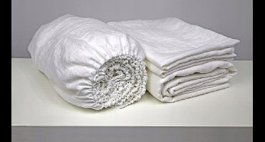 Linnen Hoeslaken Sneeuwwit 190g/m2 200x200cm met Elastiek