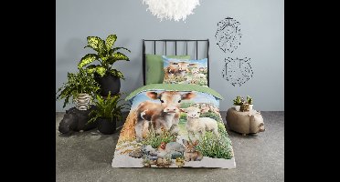 Pure dekbedovertrek boerderijdieren - 1 persoons 140x200/220 cm - Multi - Microvezel