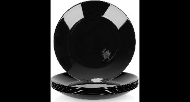 Vilde - Platte Glazen Dinerborden - Zwart - 25,5 cm - Set van 6