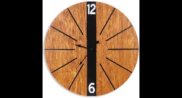 Vilde - Wandklok - MDF - 60 cm - Donkerbruin - Metaalwijzers