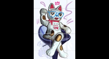 IXXI Lucky Cat II, Pop-art by Tadej - 100 x 140 cm - Gratis ophangtool - Grote wanddecoratie en posters - Illustraties, Speels, Pop art, Digitale