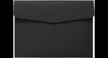 MDUG A4 leren documententas - Zwart - met drukknoopsluiting - Kan gebruikt worden als map, envelop, documentenorganizer of opbergtas - Geschikt voor het opbergen van bonnetjes, contracten, briefpapier, tablets