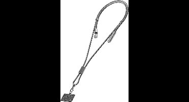 Akashi, 3 in 1 Choker met 100W USB-C naar USB-C en Lightning kabel, Zilver