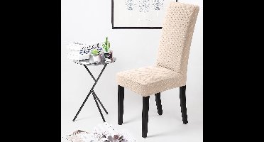 Stoelhoes - Stoelhoezen - Eetstoelhoezen Verwijderbare Wasbare Stoel Kussenovertrekken - Set van 6 - Beige - 55D x 51B x 70H centimeter