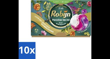 Robijn – 3-in-1 Wascapsules – Paradise Secret - 15 Capsules - Bulkverpakking - 10 stuks