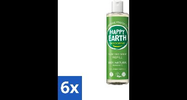 Happy Earth – Deodorant Spray Navulling – 100% Natuurlijk Cucumber Matcha – 300 ml - Voordeelverpakking - 6 stuks