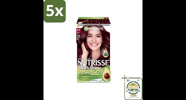 5 x Garnier - Nutrisse Ultra Crème 4.6 - Haarkleuring - Diep Rood Middenbruin - Intens Voedend - Permanente Kleur - Grootverpakking - Haarkleuring - Permanent - Voedend Haar - Grijsdekking - Intense Kleur
