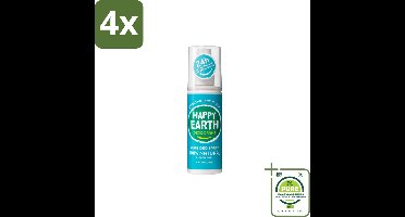 Happy Earth – Deodorant Spray – 100% Natuurlijk Cedar Lime – 100 ml - Voordeelverpakking - 4 stuks - Deodorant spray - Fris geur