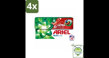 Ariel - 4in1 Wasmiddel Pods - Ultra Vlekverwijderaar - 19 Pods - Voordeelverpakking - 4 stuks - Wasmiddel pods - Vlekkenverwijderaar