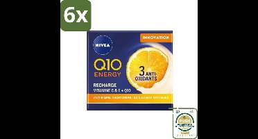 NIVEA – Nachtcrème – Q10 Energy Recharge – 50 ml - Voordeelverpakking - 6 stuks - Huidversterking - Huidbarrière