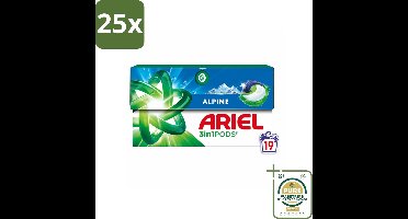 25 x Ariel - 3in1 Wasmiddel Pods - Alpine - 19 Pods - Grootverpakking - 3 In 1 Wasmiddel - Wasmiddel Pod - Reinigingspod - Vlekverwijdering - Frisse Geur