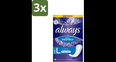 Always - Inlegkruisjes - Long - 0% Parfum - 48 Inlegkruisjes - Bulkverpakking - 3 stuks