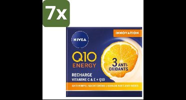 7 x NIVEA – Nachtcrème – Q10 Energy Recharge – 50 ml - Anti-aging Crème - Rimpelverlichting - Nachtcrème - Huidversterking - Huidbarrière