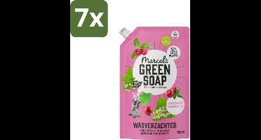 Marcel’s Green Soap – Wasverzachter – Patchouli & Cranberry - Navulling – 750 ml - Bulkverpakking - 7 stuks