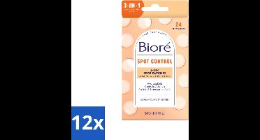 12 x Bioré – Spot Control 3-in-1 Patches – Puistjespatches – 24 patches - Puistjespatches - Huidverzorging - Puistjes Behandelen - Hydrocolloïde Pleisters - Zuivere Huid