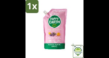 1 x Happy Earth – Handzeep Navulling – 100% Natuurlijk Lavender Ylang – 600 ml - Natuurlijke Handzeep - Navulverpakking - Lavendel - Ylang - Vegan Handzeep