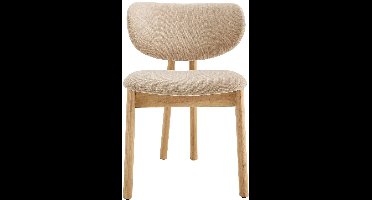 Vente-unique Set van 2 stoelen van stof en rubberhout - Beige - FALDRA