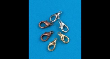 Karabijn Sluiting - Antiek Koper - 15mm. 5 ZAKJES a 3 STUKS