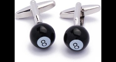 Manchetknopen - Biljart Bal Nummer Acht 8 Zwart