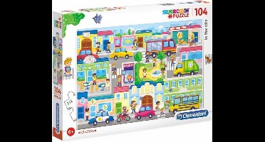 Clementoni Legpuzzel - Supercolor Puzzel Collectie - In the city - 104 stukjes, puzzels kinderen