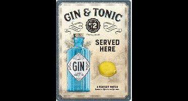 Wandbord - Gin Tonic - Relief uitgevoerd - 30 x 40 cm