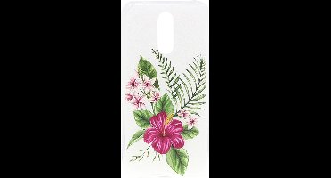 Shop4 - Nokia 3.2 Hoesje - Zachte Back Case Bloemen en Bladeren Gekleurd
