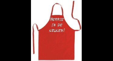 HERRIE IN DE KEUKEN! - Luxe keukenschort met tekst - Rood