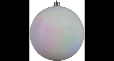 Kerstbal plastic emaille 200mm wit iris KSD