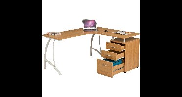 Piranha REGAL Hoekbureau Computerbureau – Eikenhout – 2 Lades & Omkeerbaar