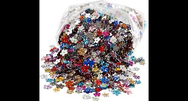 Strasstenen, d: 6+10+12 mm, kleuren assorti, bloem, 2520 assorti