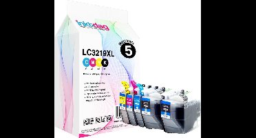 Inktdag inktcartridges voor Brother LC3219XL / LC-3217 /LC3219, multipack van 5 stuks (2*BK, 1*CMY) voor Brother MFC-J5330 DW, J5730DW, J5930DW, J6530DW, J6535DW, J6930DW, J6935DW