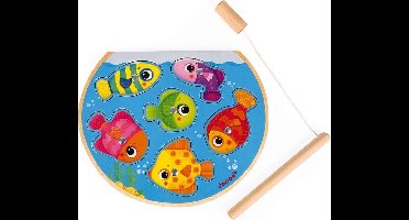 Janod - Puzzelspel Snelle Vissen - Houten 2-In-1 Puzzel Bestaande Uit 6 Vissen En Een Magnetische Hengel Om Een Visspel Te Spelen - Geschikt Vanaf 18 Maanden