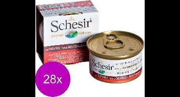 Schesir Kat Blik Gekookte Vis 85 g - Kattenvoer - 28 x Tonijn&Rund&Rijst