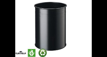 Papierbak Durable 3304 01 15liter Rond Zwart
