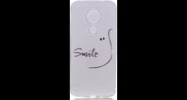 Shop4 - Motorola Moto G7 Power Hoesje - Zachte Back Case Smile Transparant