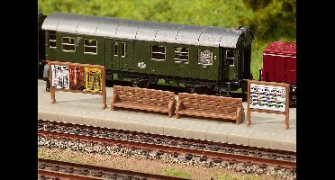 Faller - Perronbanken met reklameborden - modelbouwsets, hobbybouwspeelgoed voor kinderen, modelverf en accessoires