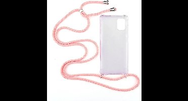 Shop4 - Geschikt voor Samsung Galaxy A51 Hoesje - Zachte Back Case met Koord Roze