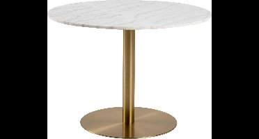Eettafel Menno Marmer Wit Ø105cm Gouden Onderstel - Giga Living
