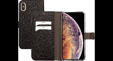 Mobiparts hoesje geschikt voor Apple iPhone XS Max - Saffiano Wallet/Portemonnee hoesje - Magneet Sluiting - 3 Opbergvakken - Zwart