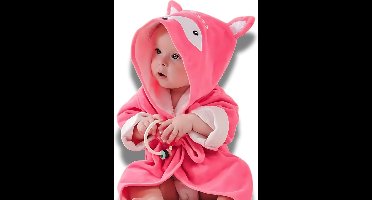 BoefieBoef Vos BoefieBoef Kinderbadjas Bamboe Badjas 4-6 jaar (120cm lengte max) – Luxe, Superzacht & Hypoallergeen – Eco Kleuterbadjas met Dieren Capuchon – Absorberende Handdoek Jongen & Meisje – Cadeau Zwemles, Carnaval & Verjaardag - Roze